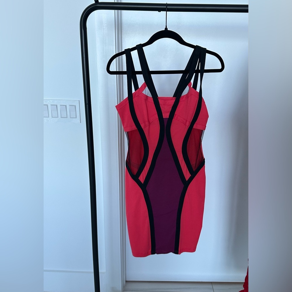 NWT | Nasty Gal Blaque Market Color-Block Dress | Coral, Burgundy, & Black | L